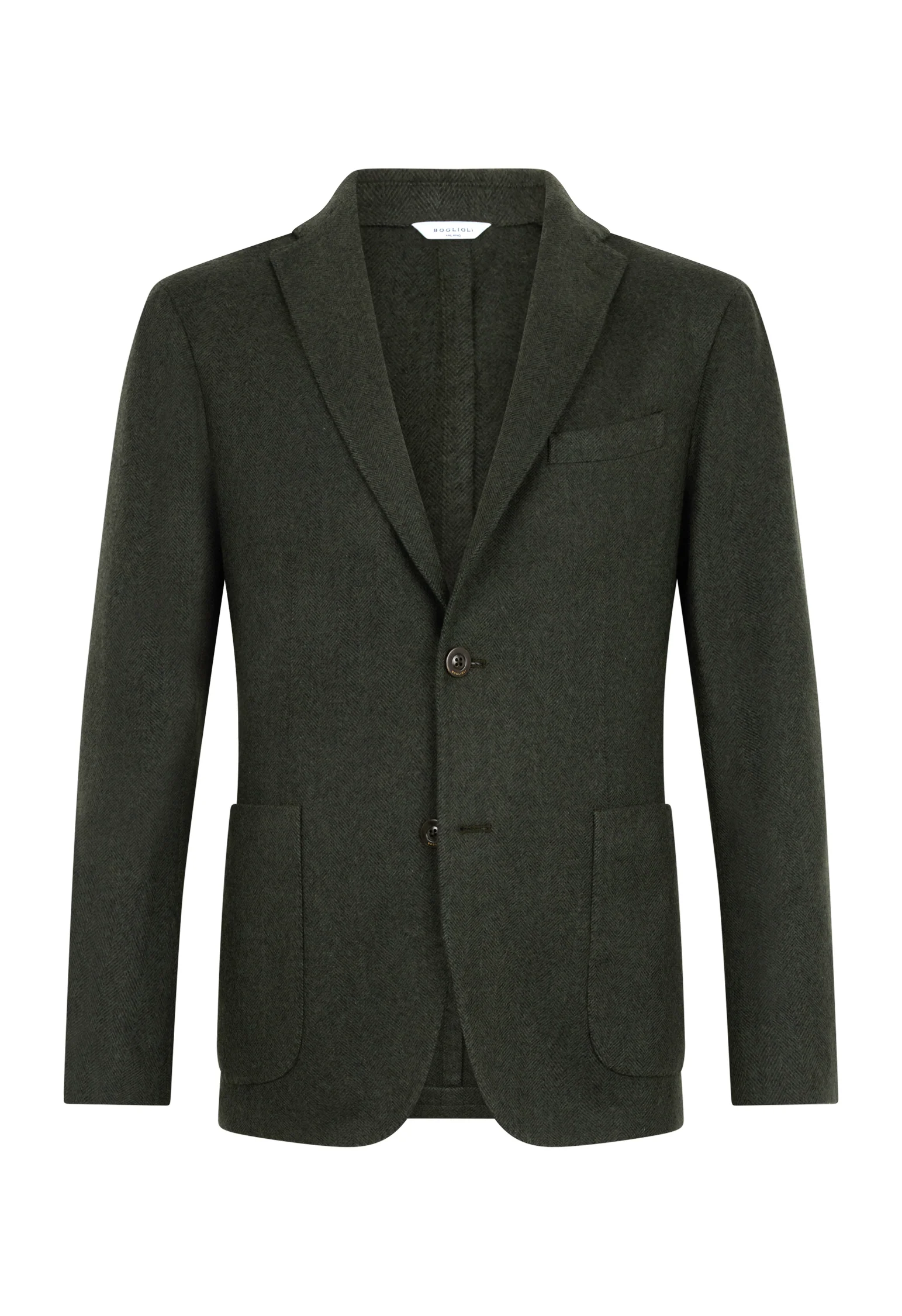 K-Jacket in lana tinta in capo a spina di pesce verde - Image 4