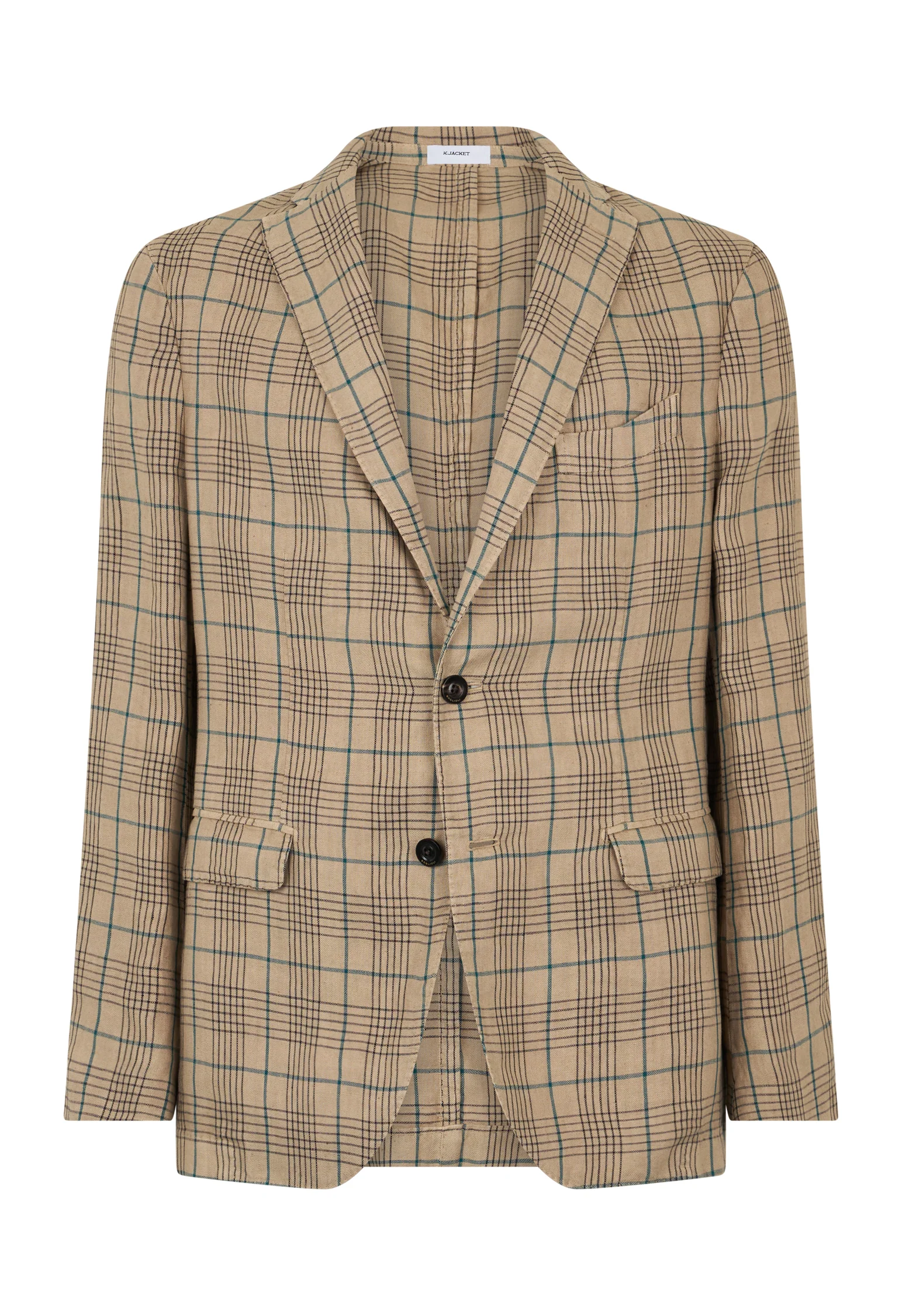 K-Jacket in lino a quadri beige - Image 4