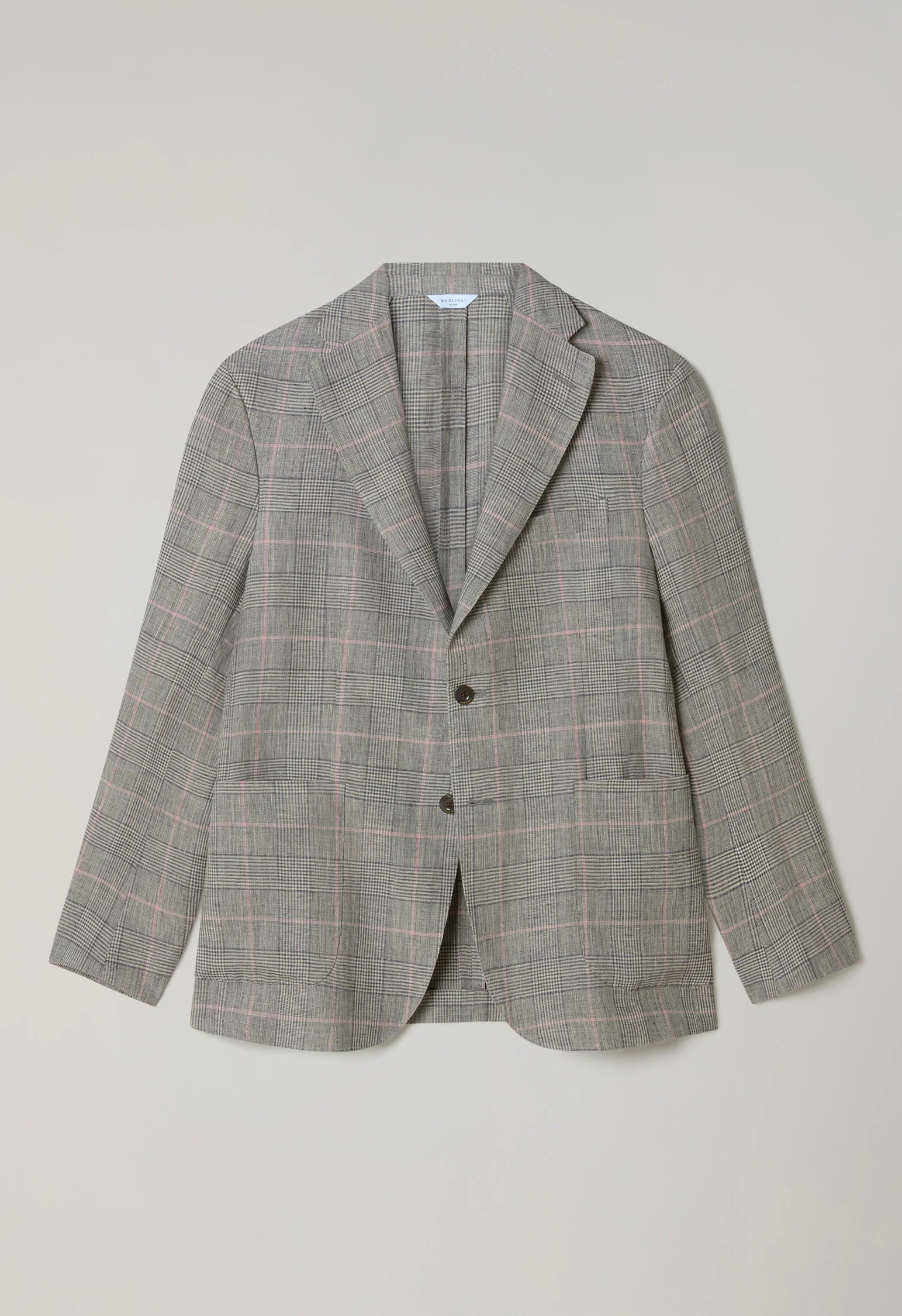 K-Jacket in lino a quadri grigio fantasia - Image 4
