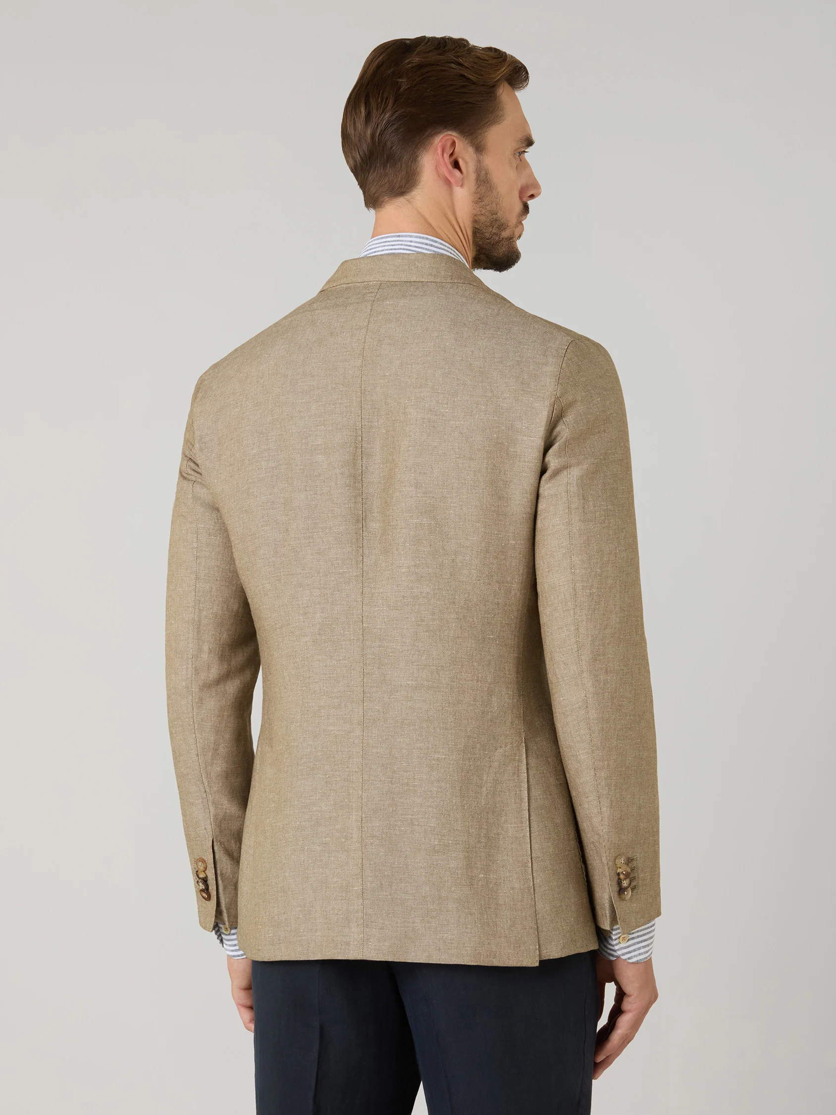 K-Jacket in lino cashmere e seta marrone chiaro - Image 2