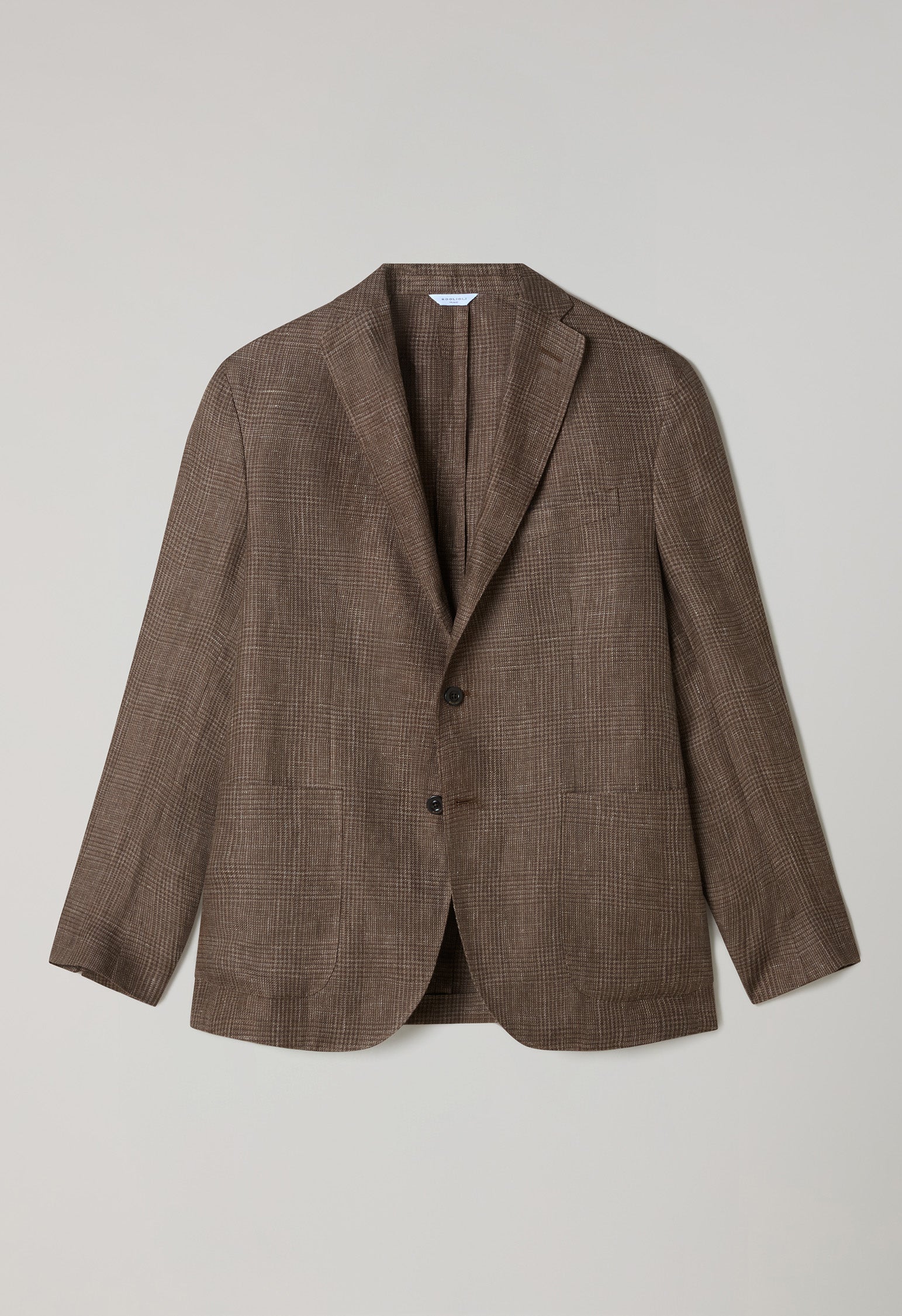 K-Jacket in lino Principe di Galles marrone - Image 4