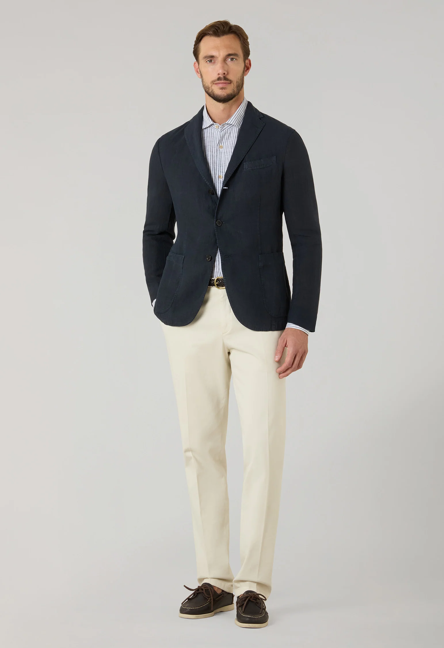 K-Jacket in lino tinto in capo blu - Image 3