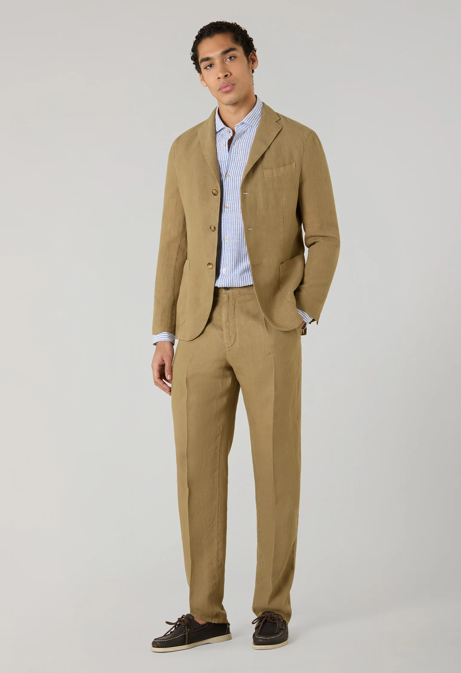 K-Jacket in lino tinto in capo cammello - Image 3