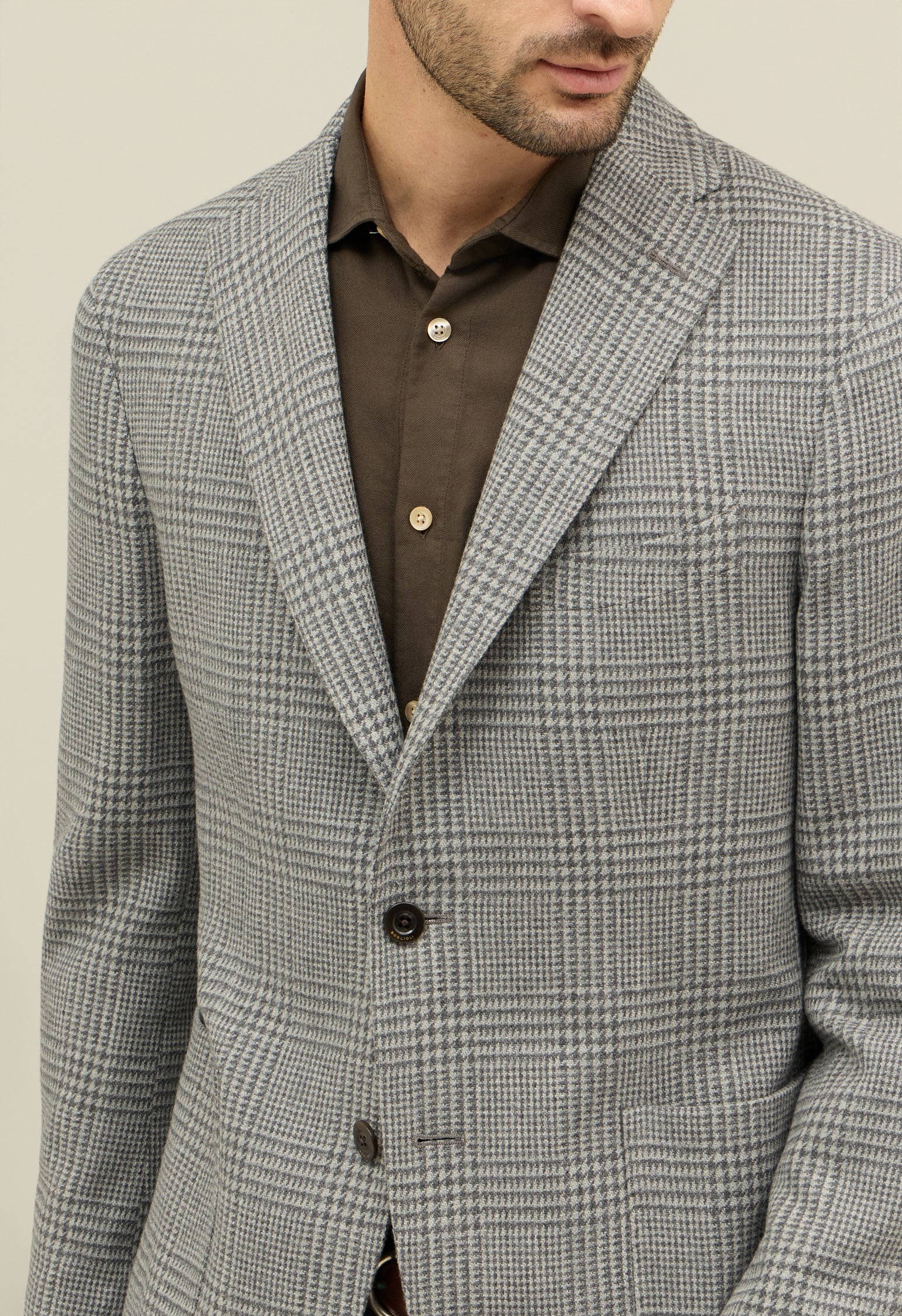 K-Jacket Principe di Galles in misto lana e cashmere grigia - Image 3