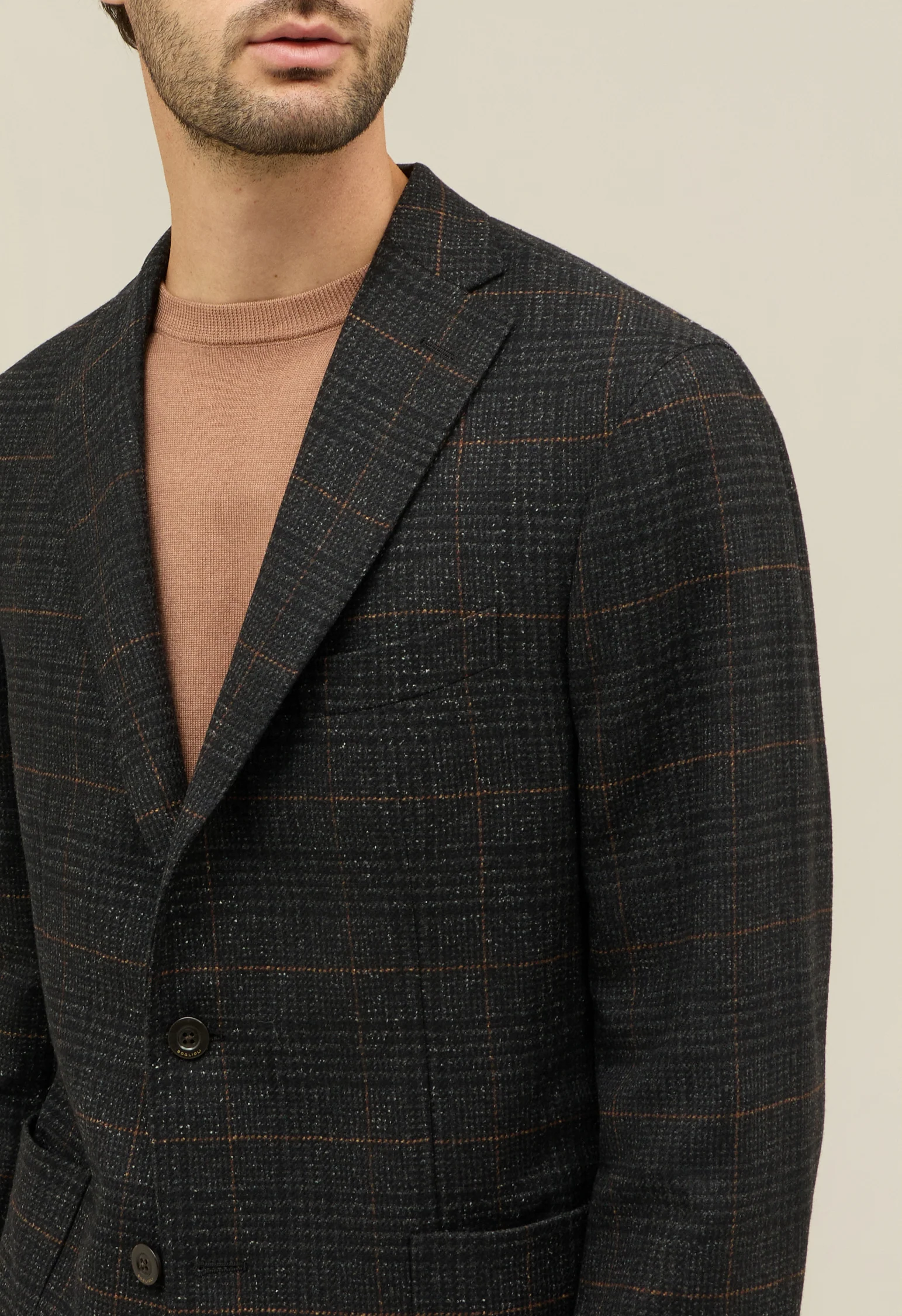 K-Jacket Principe di Galles in misto lana grigia scura - Image 3