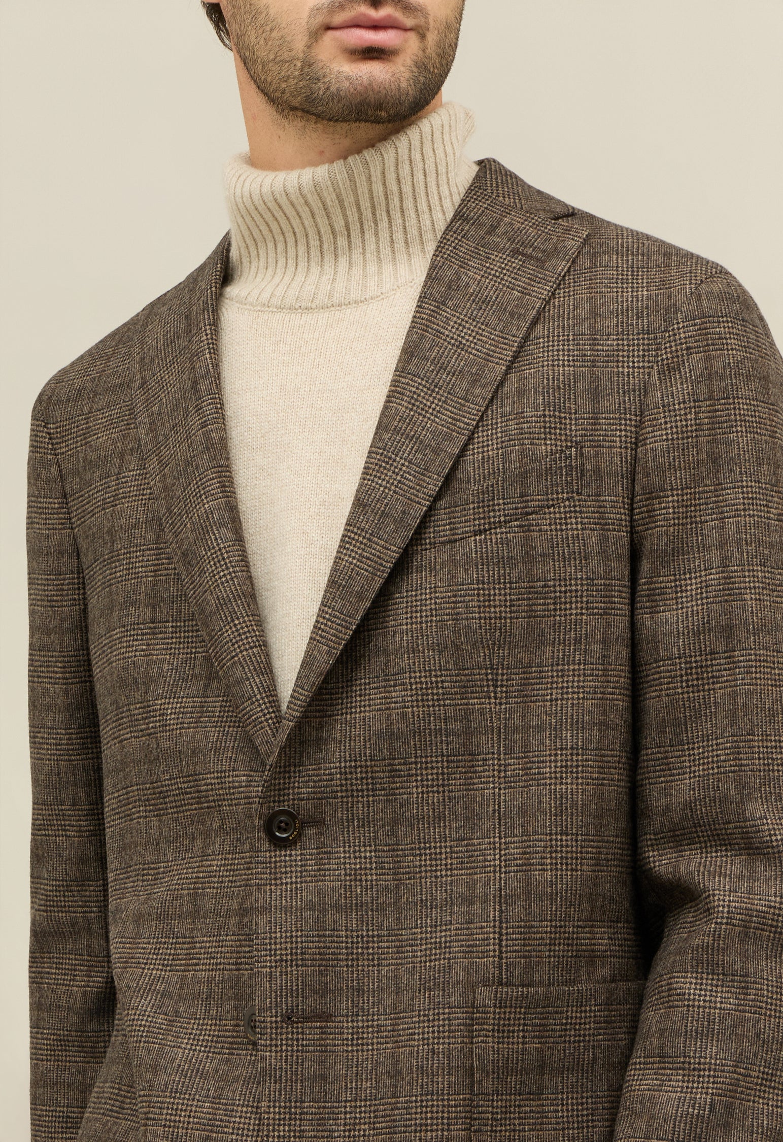 K-Jacket Principe di Galles in misto lana marrone - Image 3