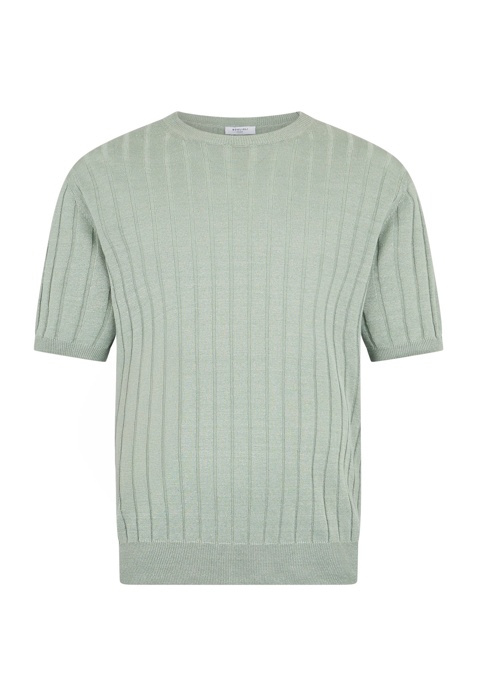 Maglia in lino a coste piatte verde - Image 4