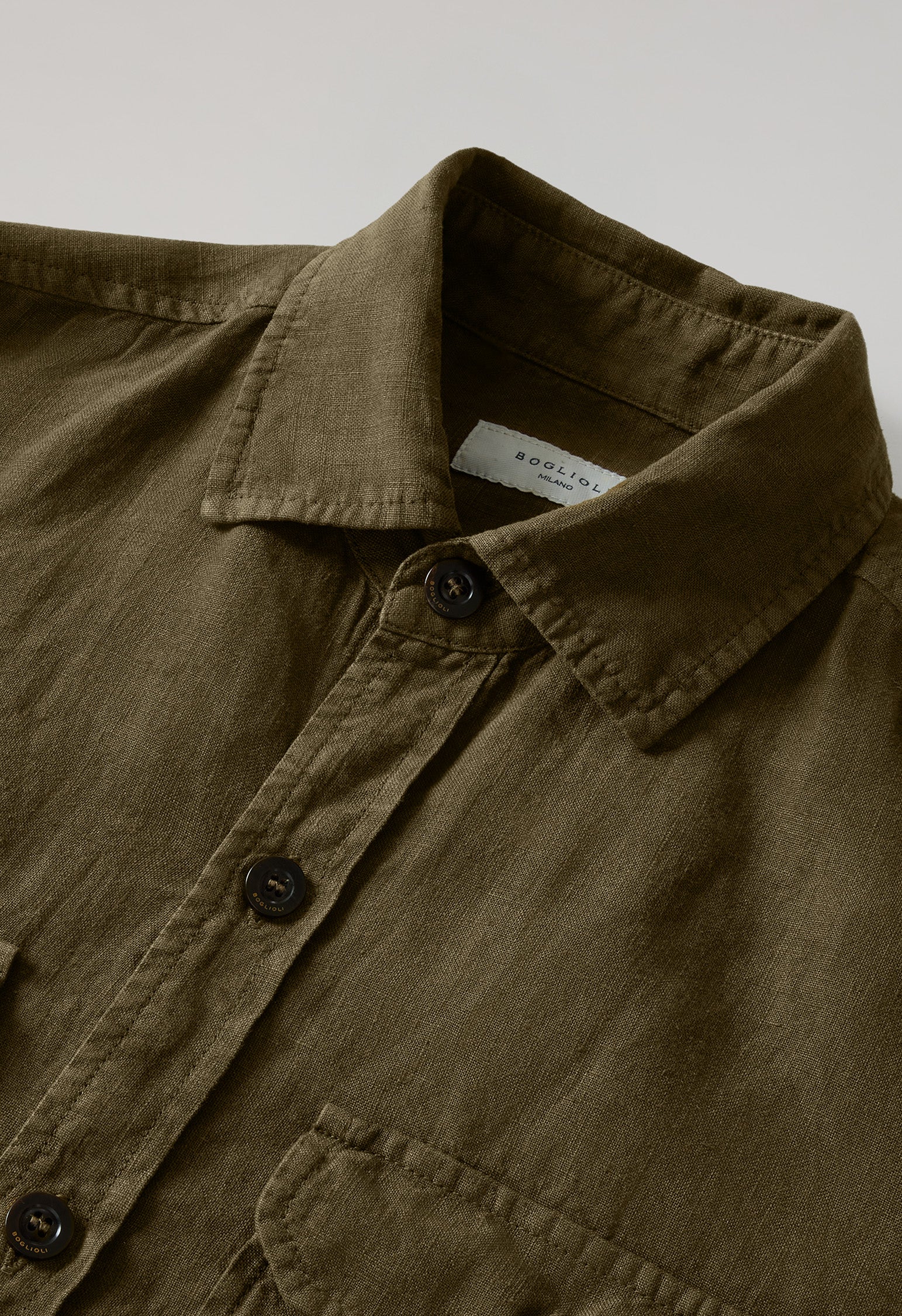 Overshirt in lino tinto in capo marrone chiaro - Image 5