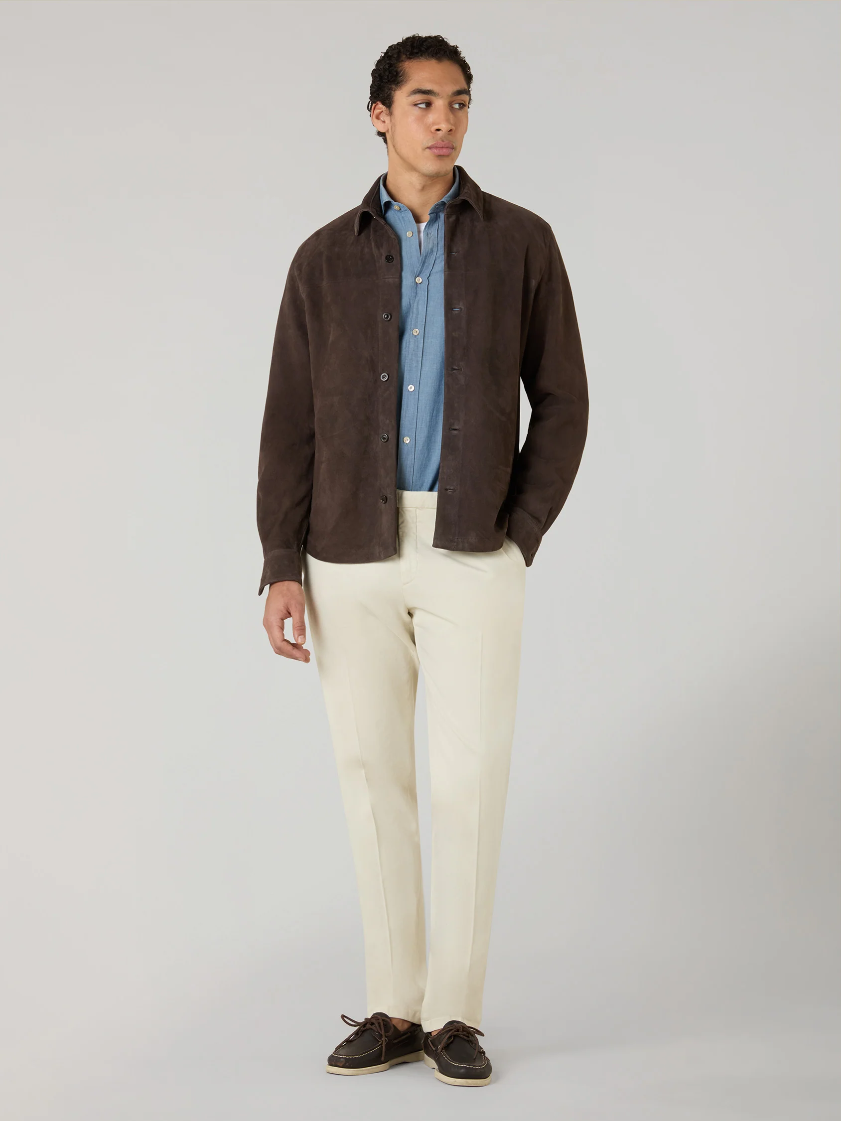 Overshirt in suede marrone - Image 3