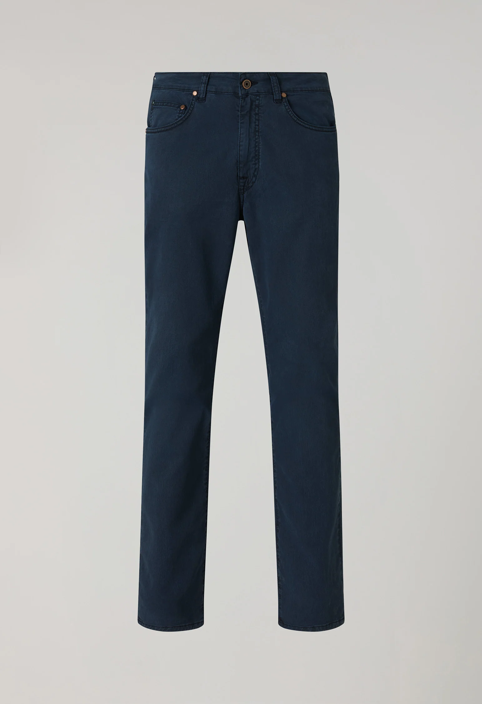 Pantalone 5 tasche in cotone e seta tinto in capo blu - Image 4