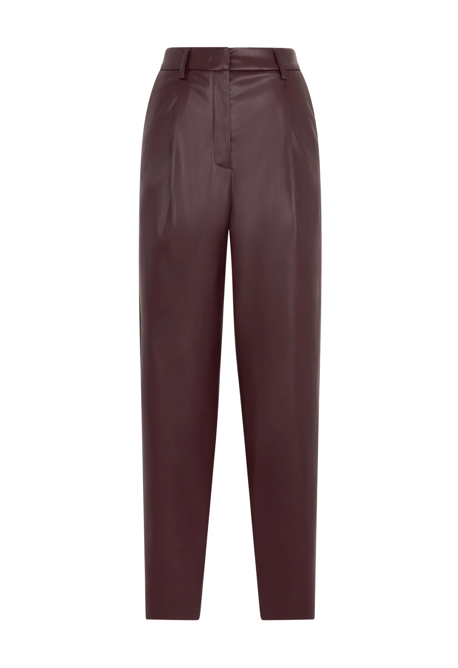 Pantalone cropped in pelle vegana bordeaux - Image 4