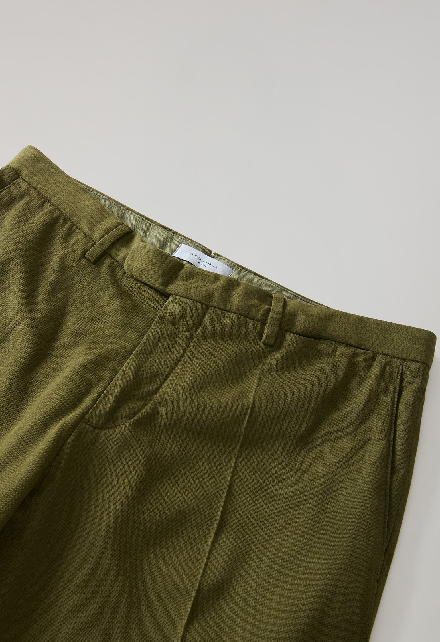 Pantalone in cotone tinto in capo micro-spinato verde - Image 5