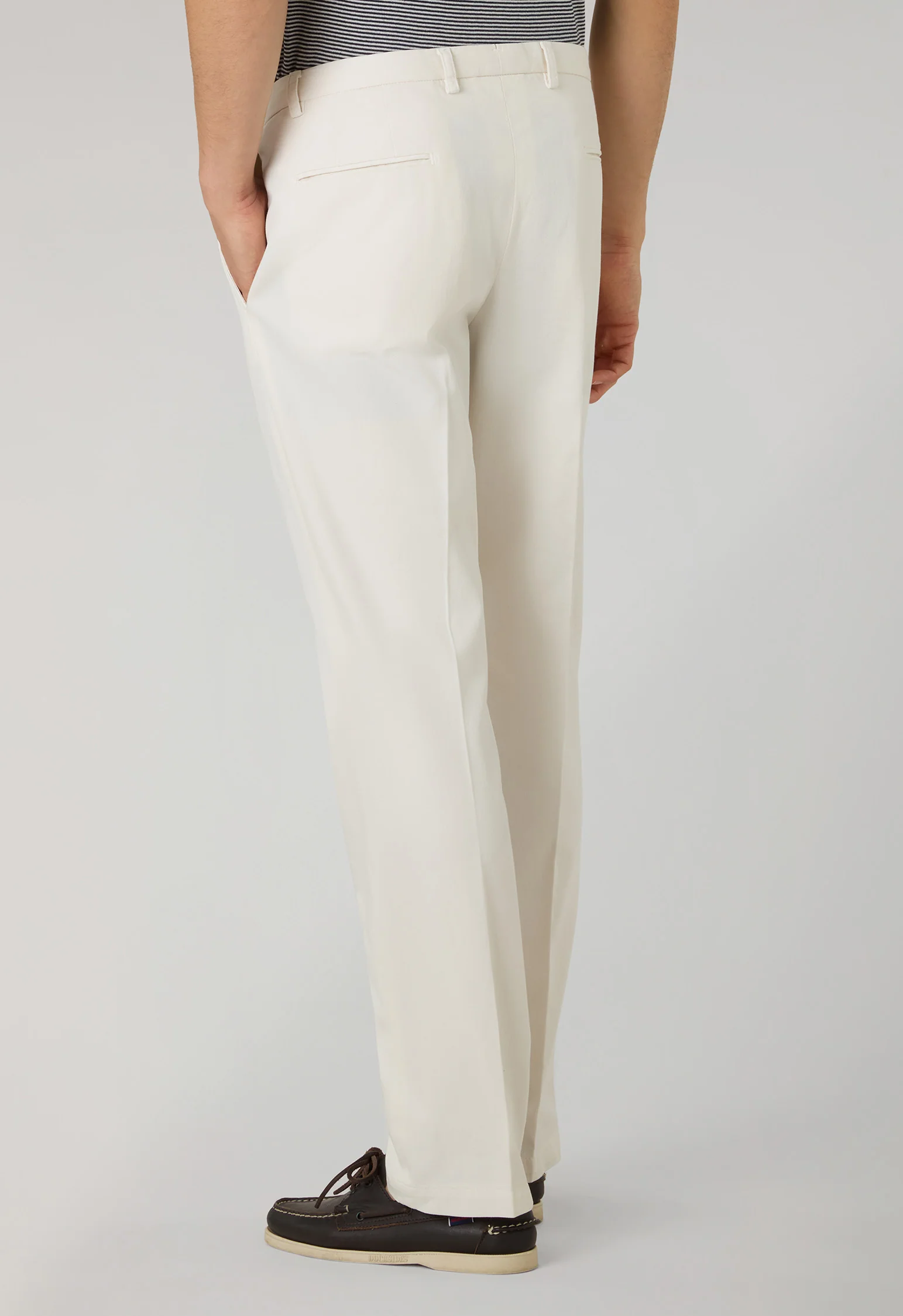 Pantalone Napoli in cotone stretch tinto in capo ghiaccio - Image 2