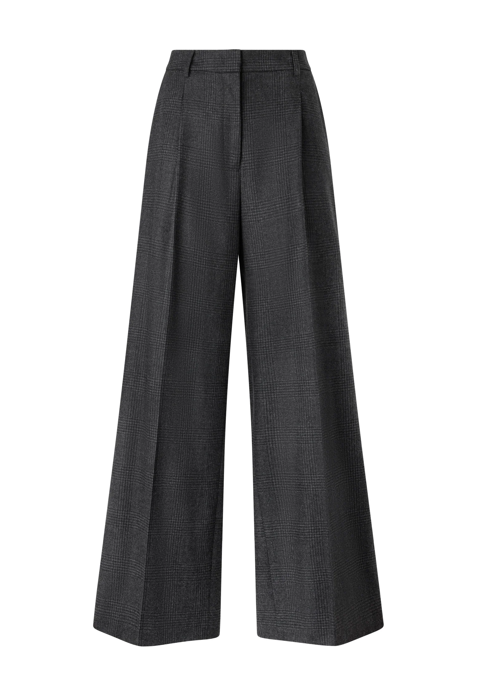 Pantalone wide-leg in flanella Principe di Galles grigio - Image 4