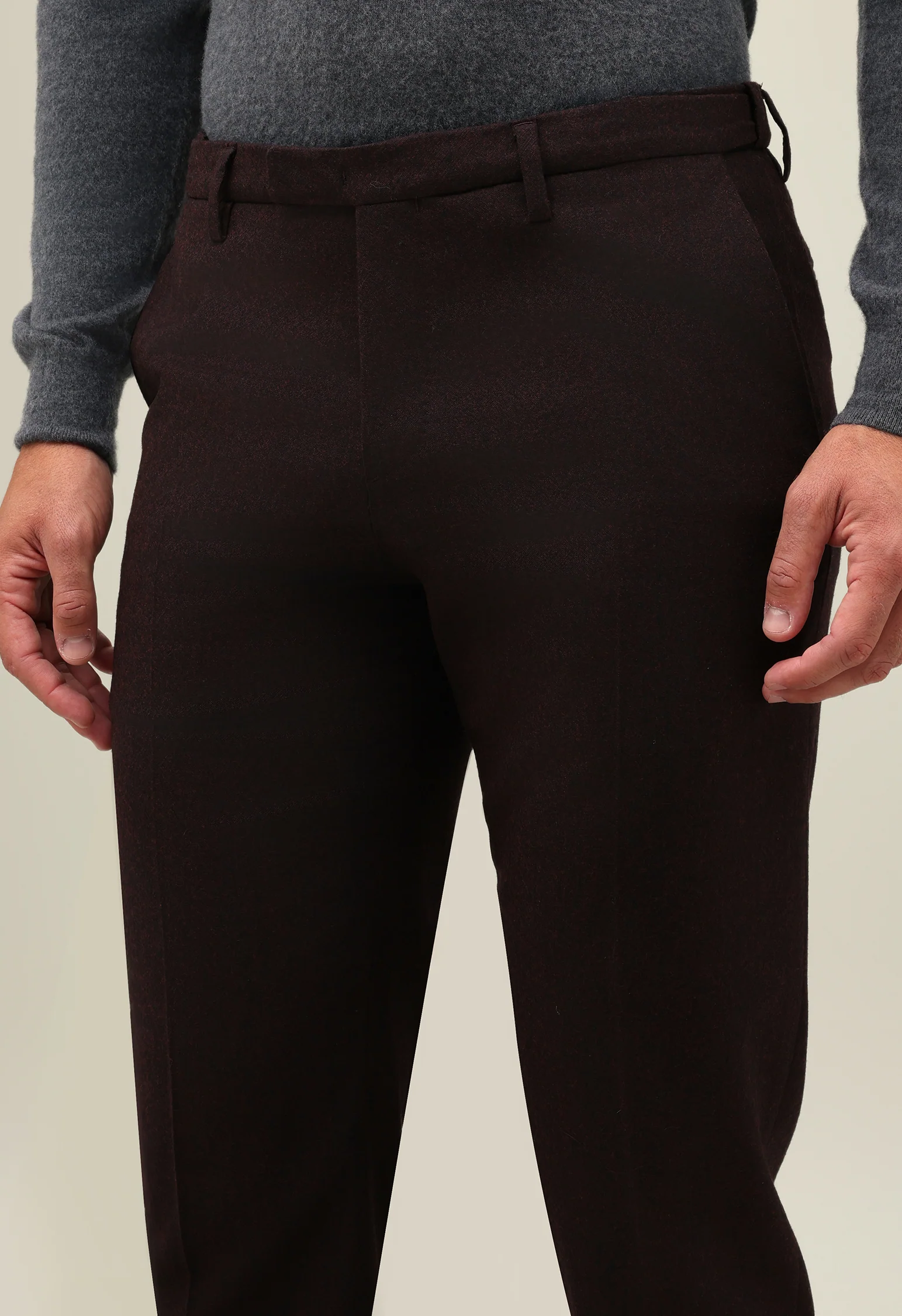 Pantalone Zeta in flanella superlight bordeaux - Image 3
