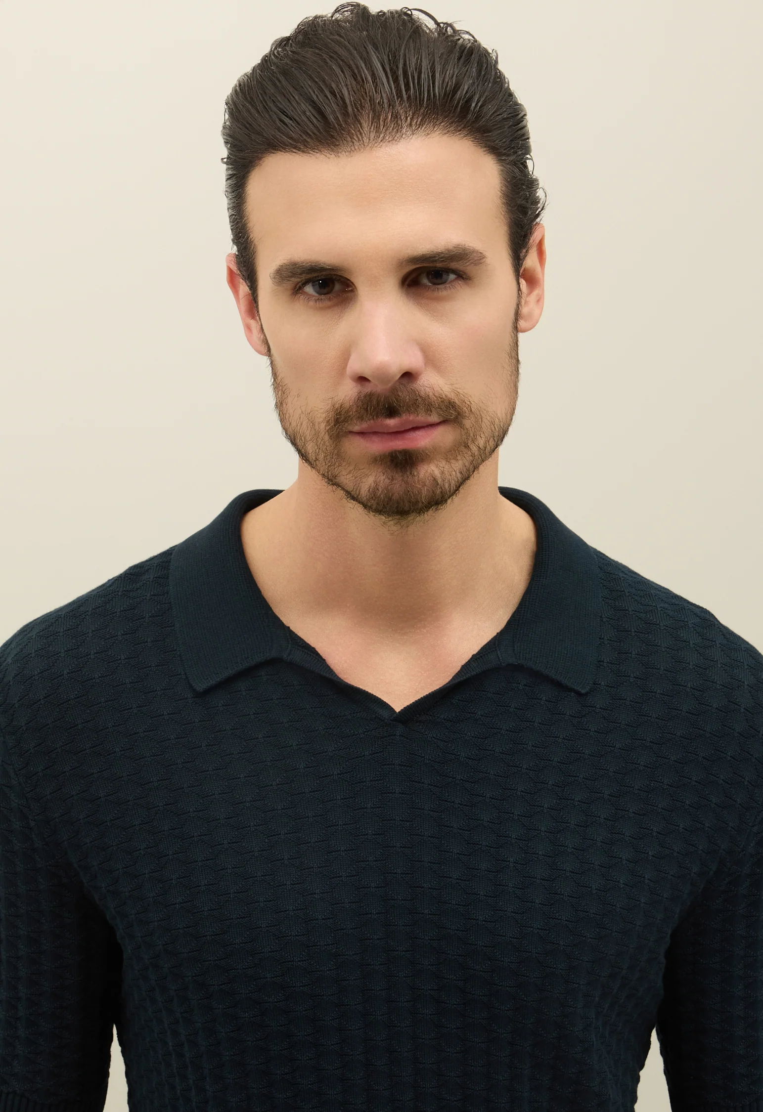 Polo a maniche corte in cotone jacquard blu - Image 3