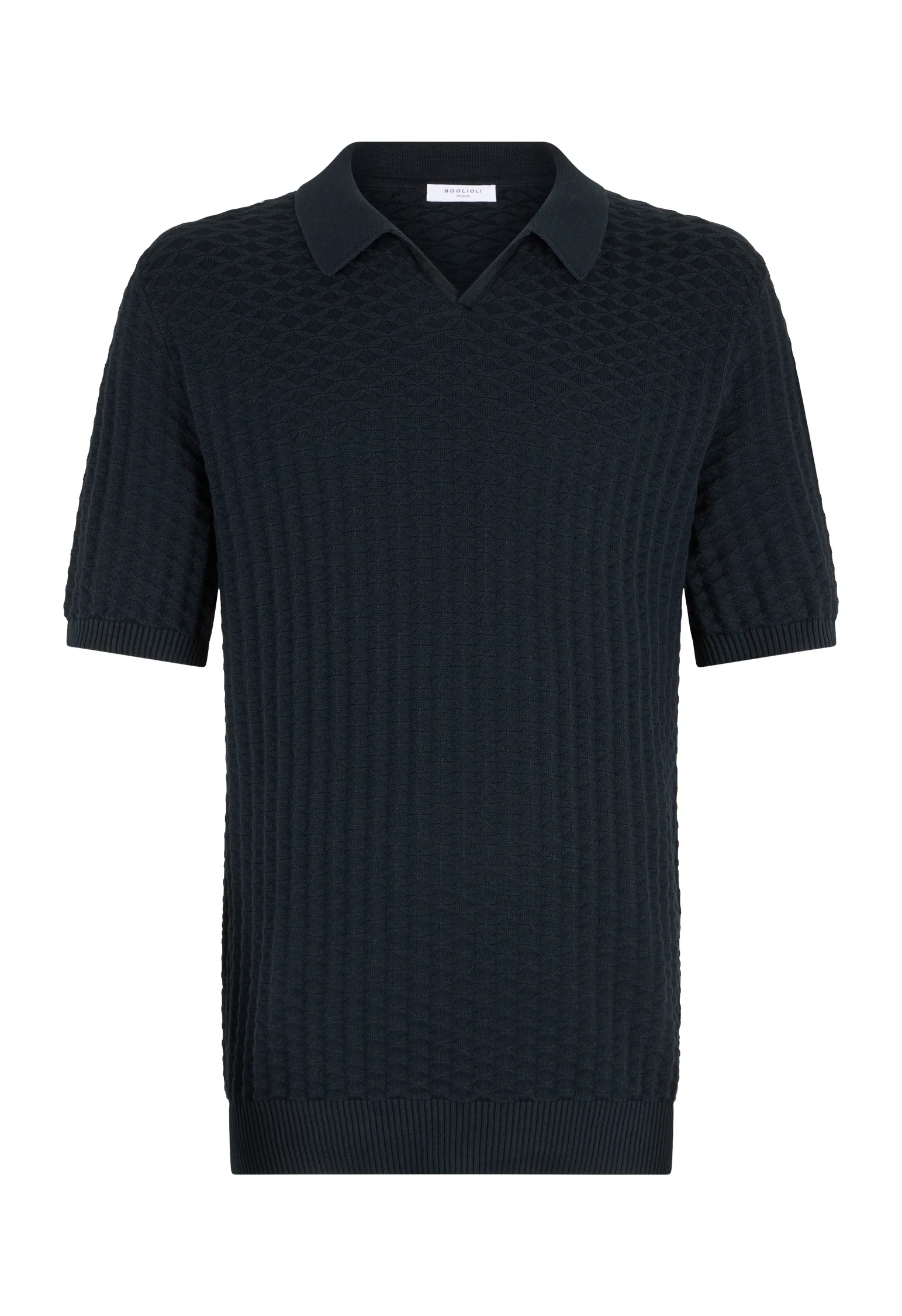 Polo a maniche corte in cotone jacquard blu - Image 4