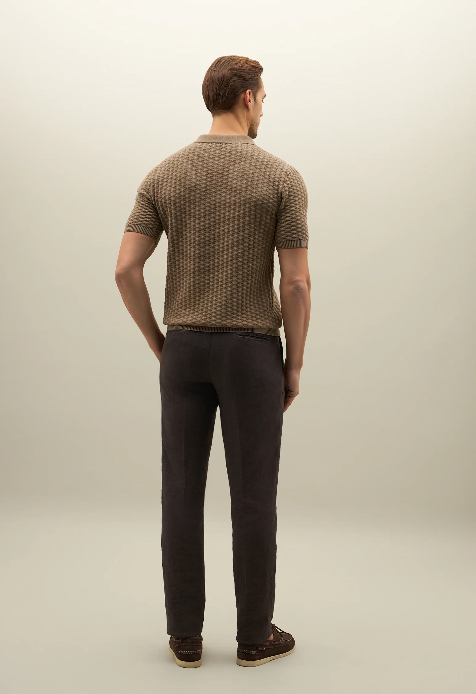 Polo a maniche corte in cotone jacquard khaki - Image 2
