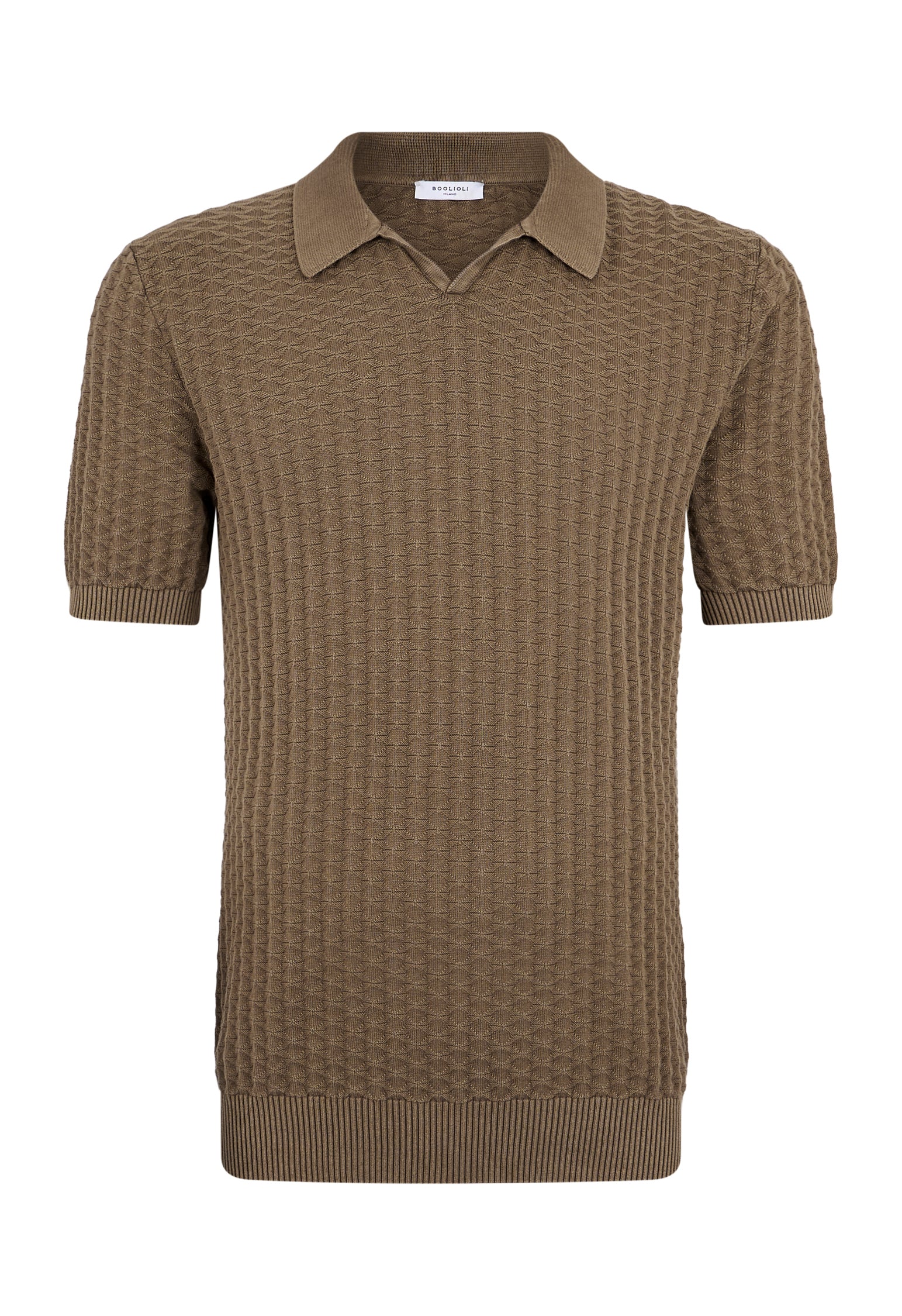 Polo a maniche corte in cotone jacquard khaki - Image 4