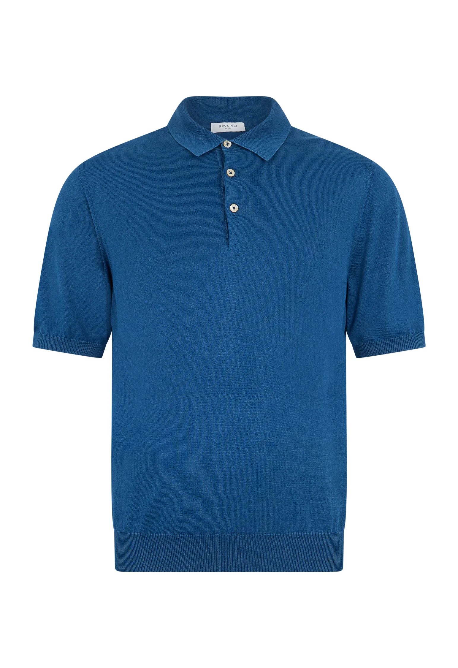 Polo a maniche corte in cotone tinto in capo blu - Image 4