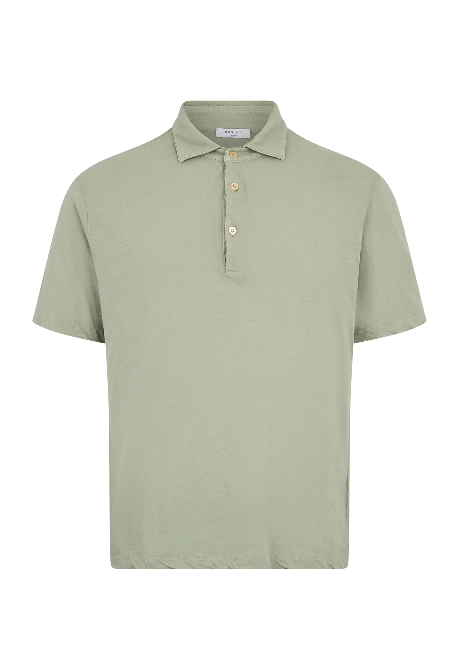 Polo a maniche corte in misto lino e cotone verde - Image 4