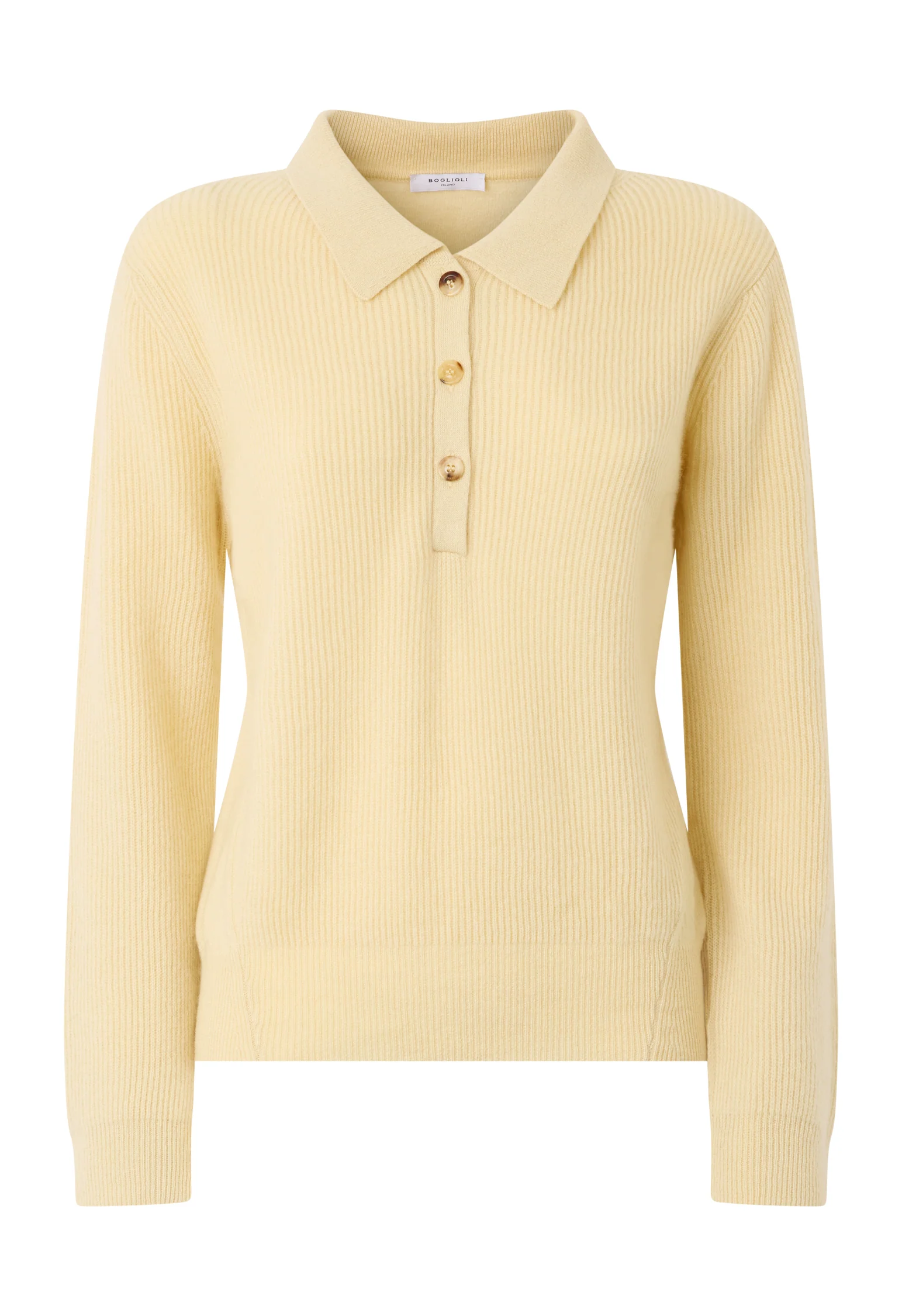 Polo in cashmere a costine giallo - Image 4