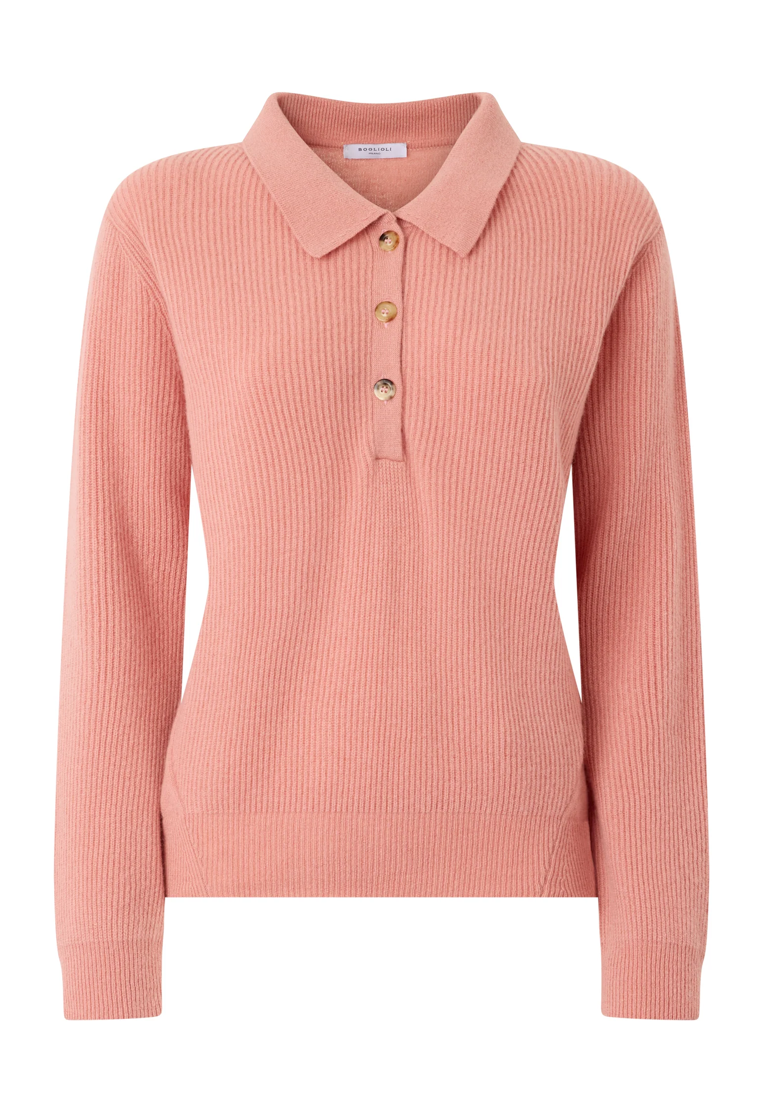 Polo in cashmere a costine rosa - Image 4