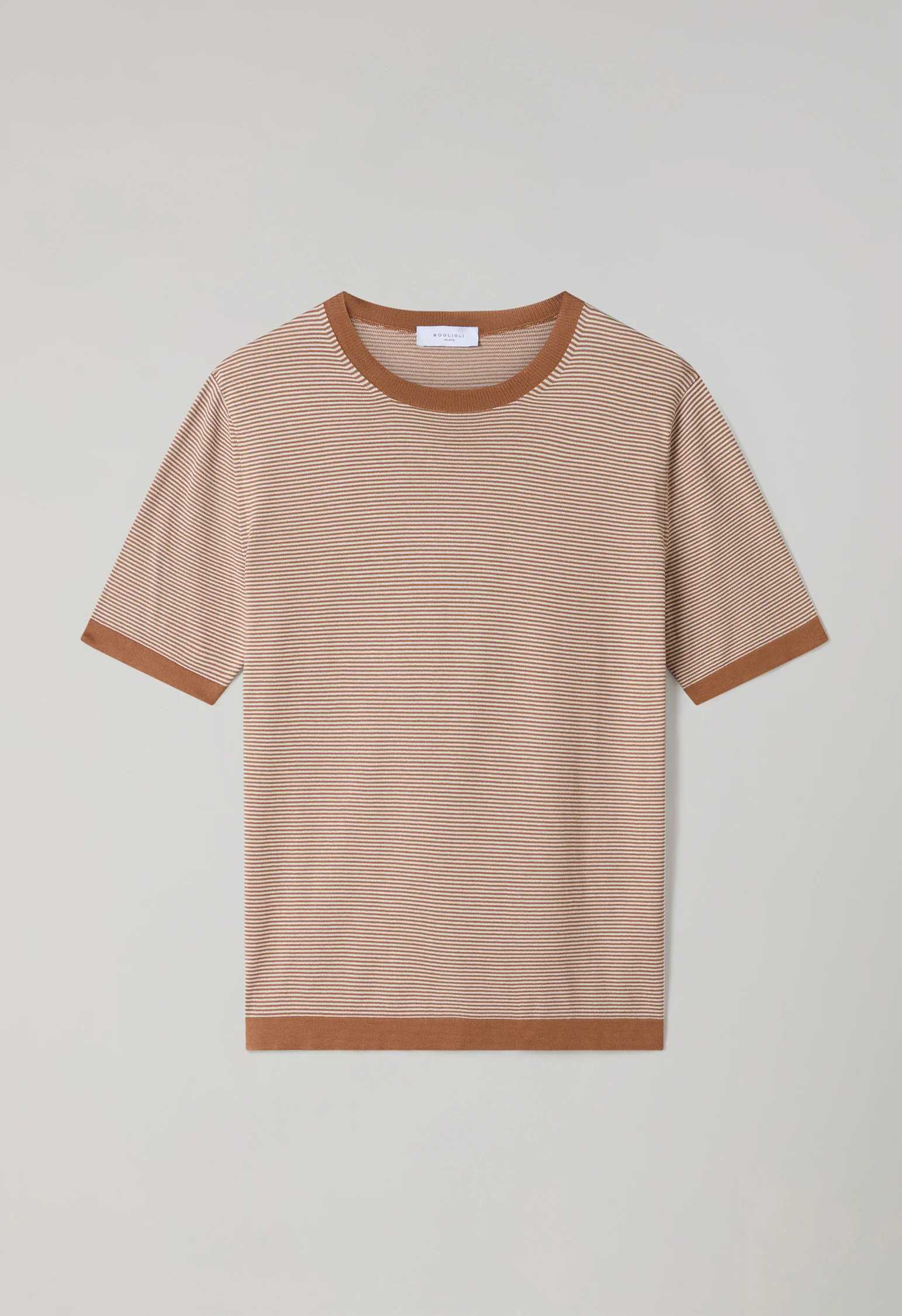 T-Shirt in cotone a righe marrone - Image 4