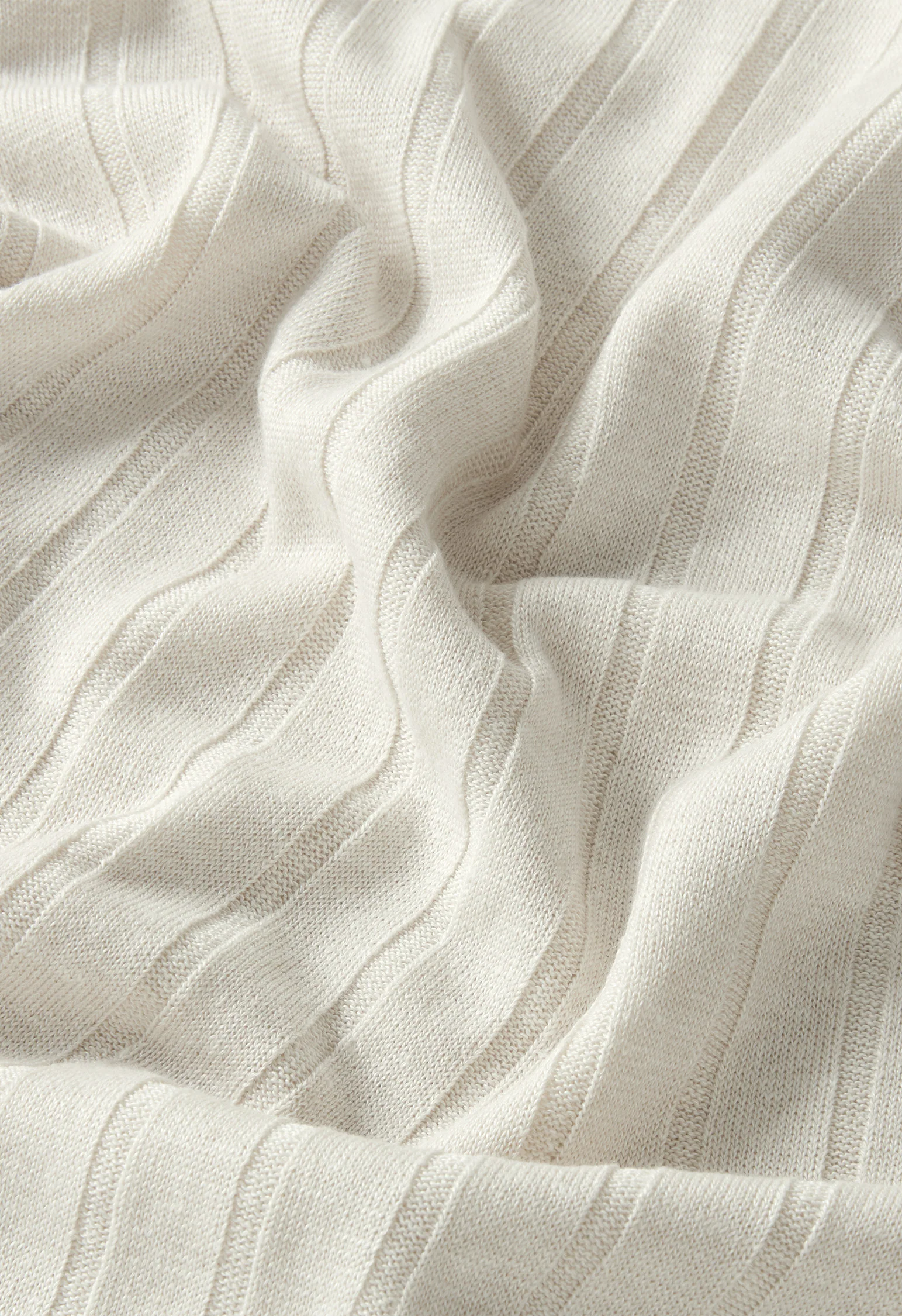 T-Shirt in lino e cotone a coste piatte bianco caldo - Image 5